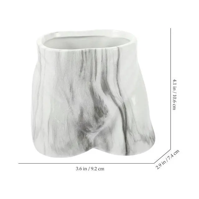 Alt view image 2 of 3 - Ceramic Flower Vase Tabletop Decorative Marble Pattern Vase Home Office Desk Floral Arrangement Holder Dried Flower Display