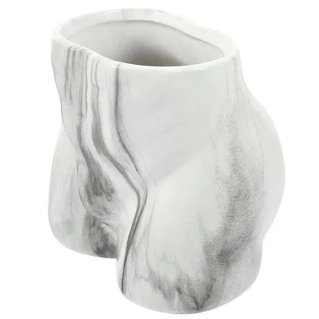 Alt view image 3 of 3 - Ceramic Flower Vase Tabletop Decorative Marble Pattern Vase Home Office Desk Floral Arrangement Holder Dried Flower Display