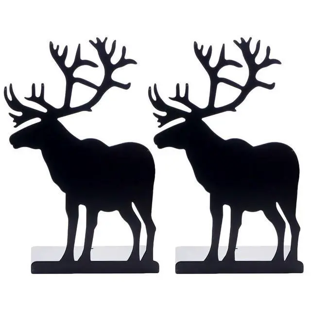 Alt view image 2 of 3 - 1Pair Stylish Elk Design l Book Stand Bookend for Books Magazines Files Desktop Organization Sturdy Holder Home