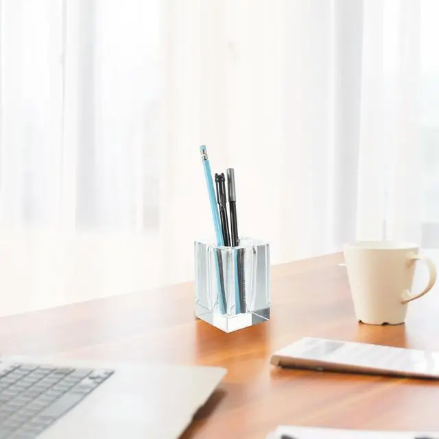 Alt view image 2 of 3 - Makeup Brush Holder White Crystal Desktop Organizer Pencil Pen Holder Makeup Organizer Stand Make Up Brush Case
