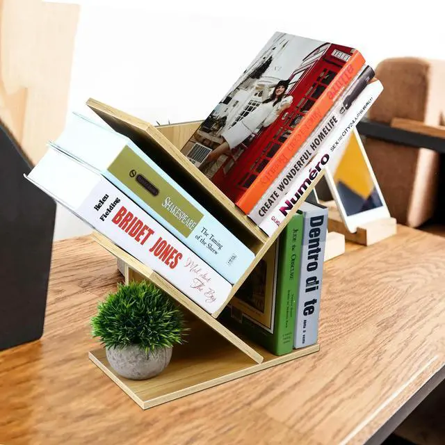 Alt view image 2 of 3 - 1Pcs Desktop Bookshelf Three Layer Counter Bookcase Sturdy Book Holder Suitable for Study Classroom Dorm Organizer