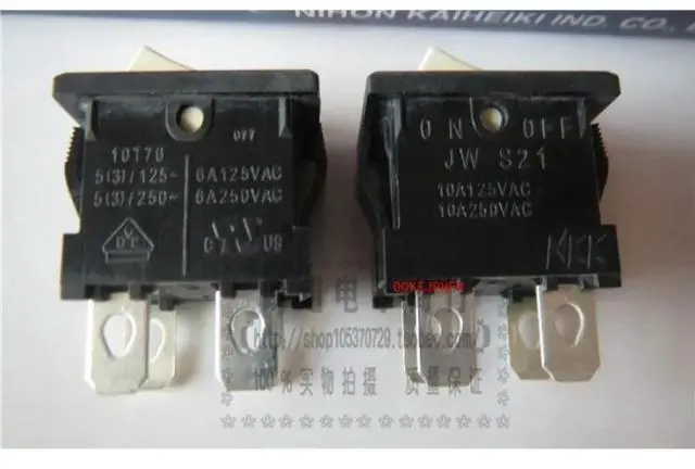 Alt view image 2 of 3 - For NKK JW-S21 Ship Switch 10A250V 4 Pin 2 Gear Rocker Power Switch Gray White Cap