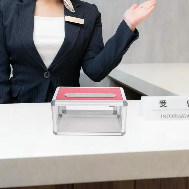 Alt view image 3 of 3 - Premium Aluminum Business Card Holder Box for Desk Large Capacity Secure Lock Seal Simple Elegant Design Cards Organizer Office