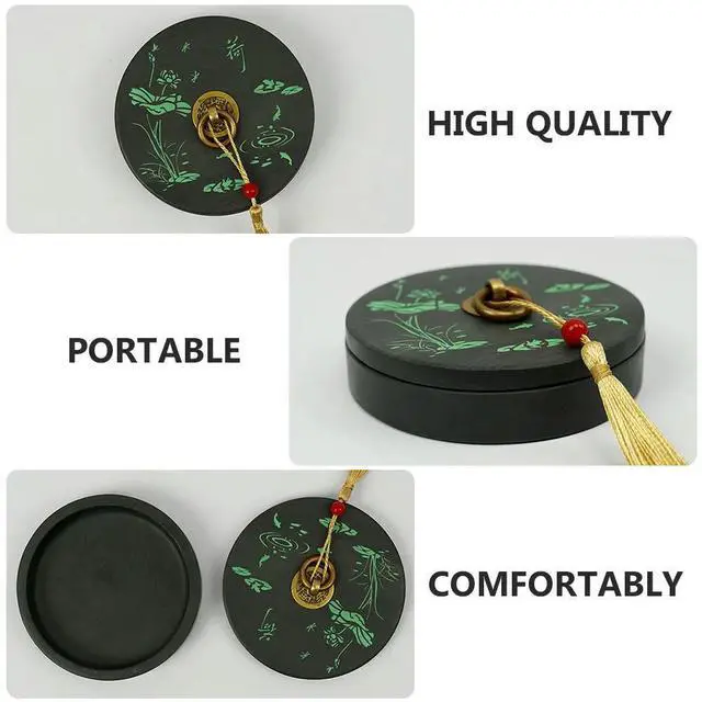 Alt view image 2 of 3 - Chinese Calligraphy Inkstone Summer Grinding Stone Traditional Ink Container for Painting Drawing Writing Inkstone