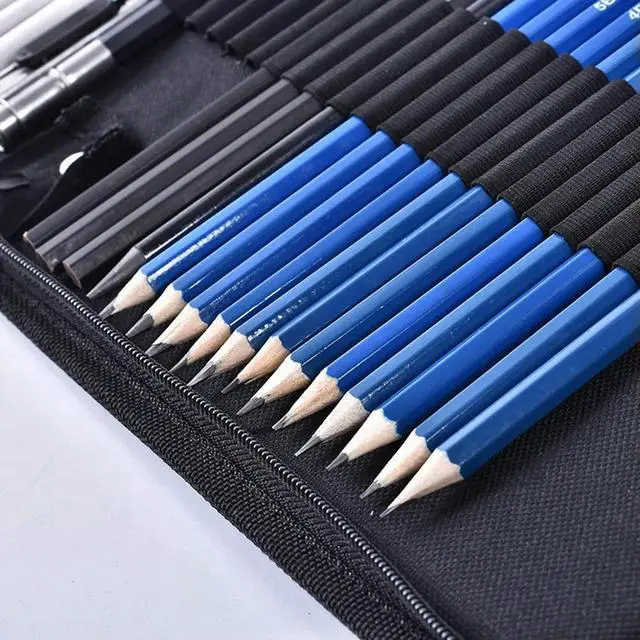 Alt view image 2 of 3 - sketch pencils set drawing pencils kit beginner pencils kit wooden pencils set sketching pencils kit