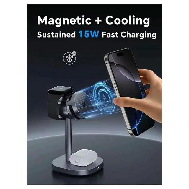 Alt view image 3 of 3 - Magnetic Phone Holder Semiconductor Refrigeration 15W Fast Charging Three-In-One Char