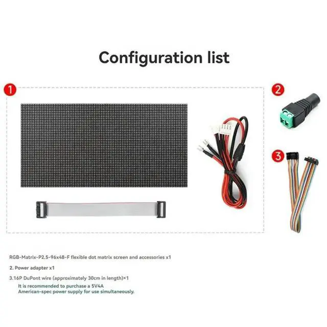 Alt view image 2 of 3 - Flexible LED Matrix Panel 96X48 Pixels P2.5 RGB Full-Color Display 240X120mm Indoor Screen Billboard