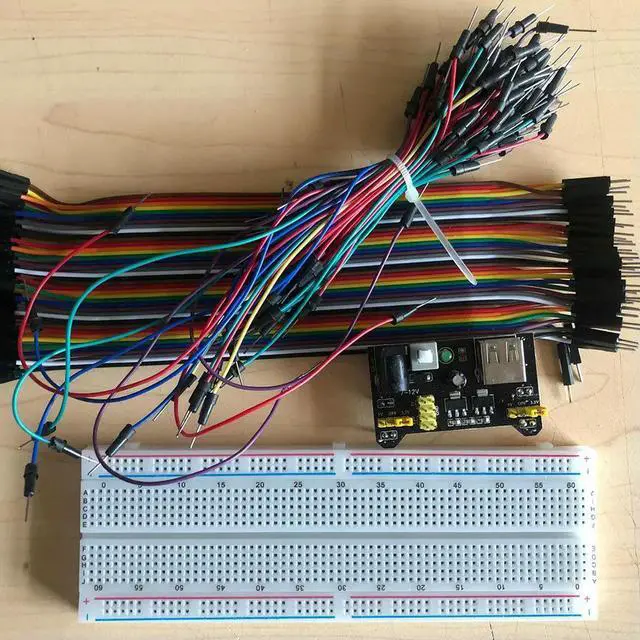 Main image of 830 Tie Point Breadboard Kit Includes Power Supply Module 5V 3.3V and Assorted Jumper Wires Ideal for Stem Education Circuit