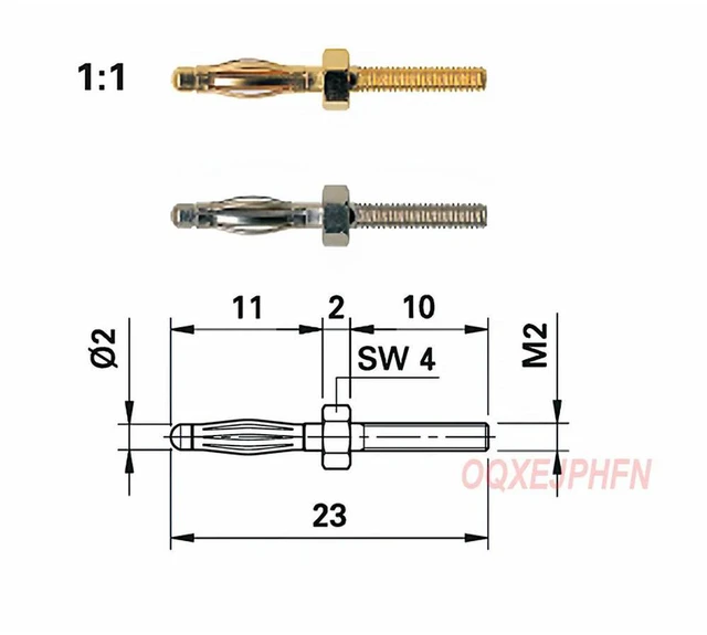 Alt view image 2 of 2 - For STAUBLI 22.1100 2MM gold-plated banana test plug M2 panel mounted 25A 5 / pack