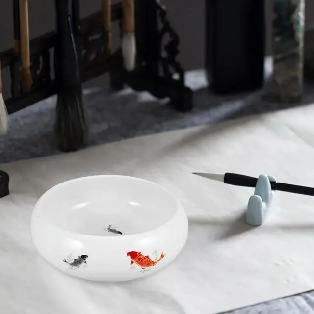 Alt view image 3 of 3 - 1Pcs Calligraphy Washer Cup Ceramic Brush Washing Cylinder Functional Pen Wash Cup Simple Convenient Calligraphy Brush Basin
