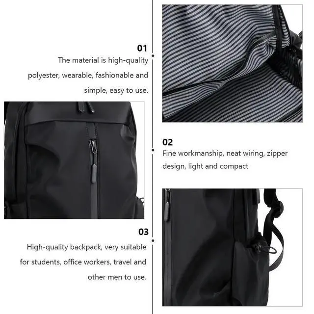 Alt view image 2 of 3 - 1Pcs Men Backpack Fashion Casual Schoolbag Large Capacity Laptop Computer Bag Lightweight Casual Schoolbag