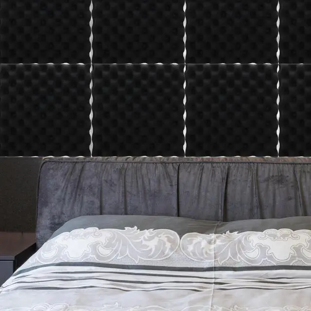 Alt view image 3 of 3 - 12Pcs Soundproofing Acoustic Panels High Density Egg Crate Design Self-Adhesive Sound Insulation Foam for Walls Ceilings Noise