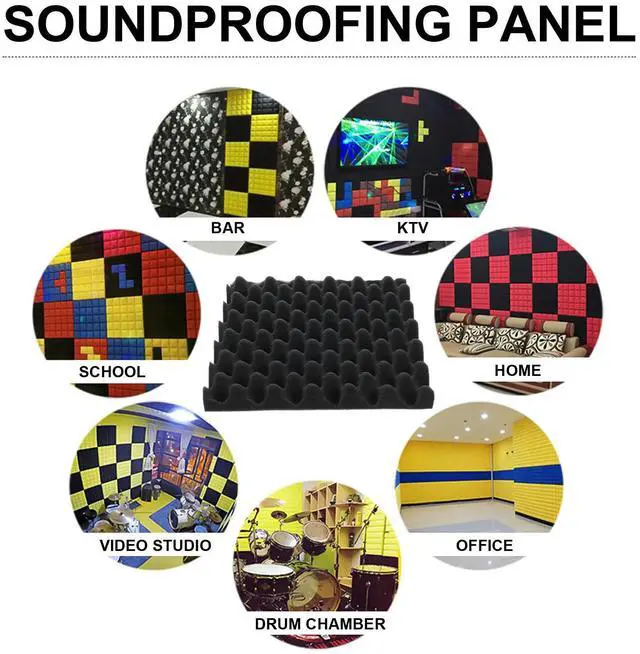 Alt view image 2 of 3 - 12Pcs Soundproofing Acoustic Panels High Density Egg Crate Design Self-Adhesive Sound Insulation Foam for Walls Ceilings Noise