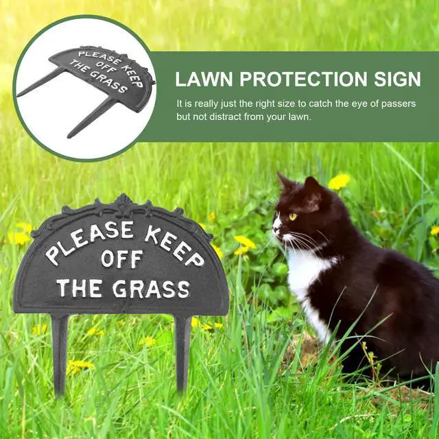Alt view image 2 of 3 - 1pc Grass Protection Sign Premium Iron Warning Stake For Lawn Decor Keep Off The Grass l Sign Outdoor Safety Marker