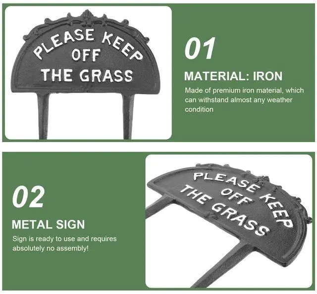 Alt view image 3 of 3 - 1pc Grass Protection Sign Premium Iron Warning Stake For Lawn Decor Keep Off The Grass l Sign Outdoor Safety Marker