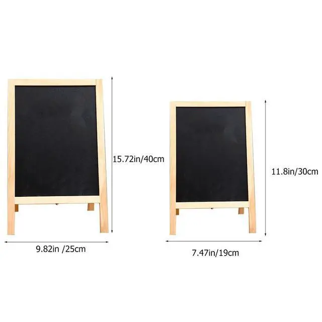 Alt view image 2 of 3 - 2Pcs Wooden Chalkboard Folding Double-Sided Small Blackboard Whiteboard Memo Board for Drawing Writing Classroom Use