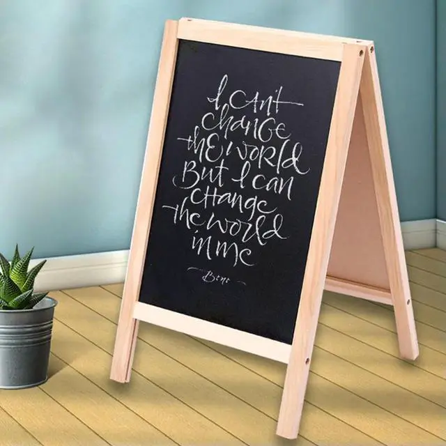 Main image of 2Pcs Wooden Chalkboard Folding Double-Sided Small Blackboard Whiteboard Memo Board for Drawing Writing Classroom Use