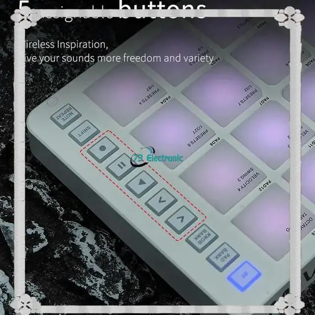 Alt view image 2 of 3 - M-VAVE MIDI Pad Bluetooth MIDI Controller,16 Pads & 8 Assignable Knobs, USB-C Powered W/Built