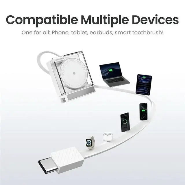 Alt view image 2 of 3 - EU Plug 65W Gan PD3.0 Type C Quick Charge Built-In 70Cm Fast Charging USB-C Cable For Phone,Laptop Comp
