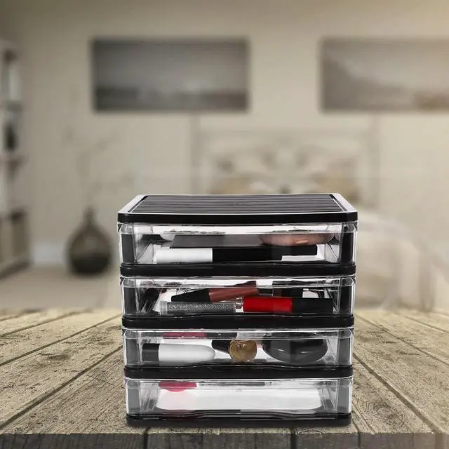 Alt view image 2 of 3 - Layered Desktop Drawers Multifunctional Desk Organizer for Files Cosmetics Stationery Makeup Holder Office Classroom
