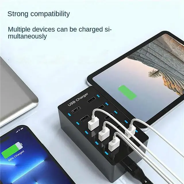 Alt view image 3 of 3 - 6X 50W USB Multiport Fast Charge Hub 10Port Fast Charge Charging Desktop Dock B