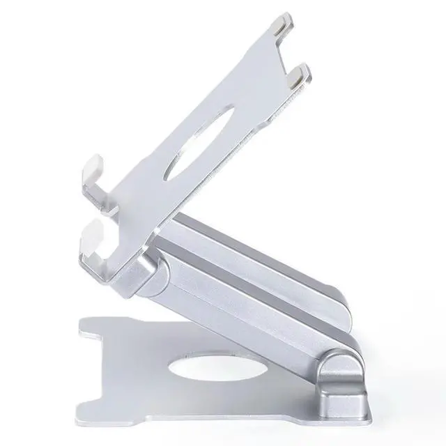 Alt view image 3 of 3 - Desktop l Phone Holder Silver Vertical Horizontal Adjustable Stand Base Bracket Tablet Support for Home Office