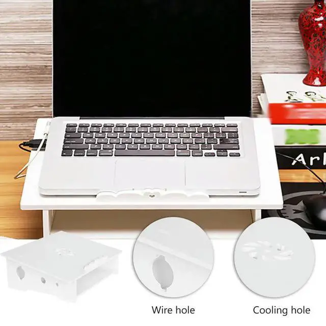 Alt view image 3 of 3 - Cooling Computer Stand Laptop Elevated Rack White S Heat Reducer Home Office School Use Item Space Saving