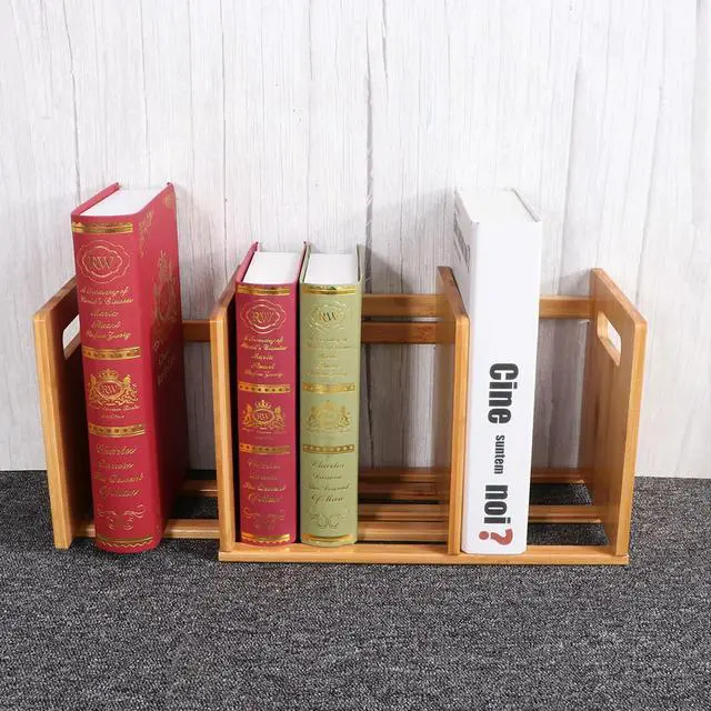 Main image of 1Pcs Desktop Book Shelf Stretchable Mini Rack Adjustable Capacity Wood Friendly Odor Free