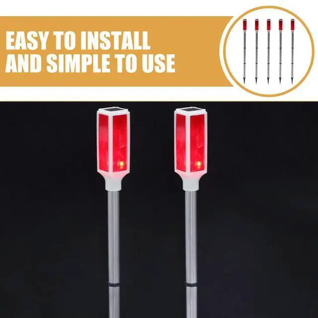 Alt view image 3 of 3 - 5 Pcs Lights Outdoor Solar for Walkway Flashing Barricade Lamp Garden Driveway Exterior