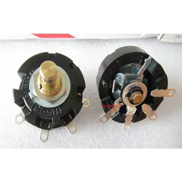 Alt view image 2 of 3 - For HS-13Y Day Open NKK 4 Pin 3 Third Gear Toggle Gear Rotary Band Switch Round Shank 6A125V 3A250V