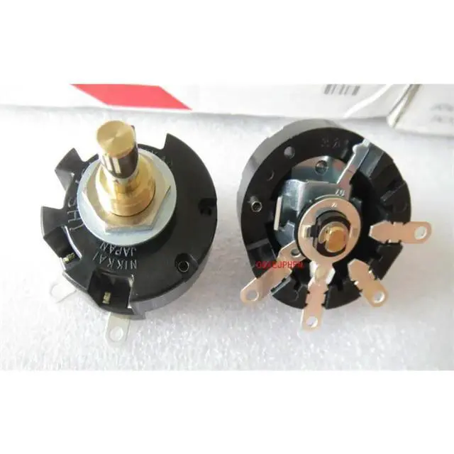 Alt view image 3 of 3 - For HS-13Y Day Open NKK 4 Pin 3 Third Gear Toggle Gear Rotary Band Switch Round Shank 6A125V 3A250V