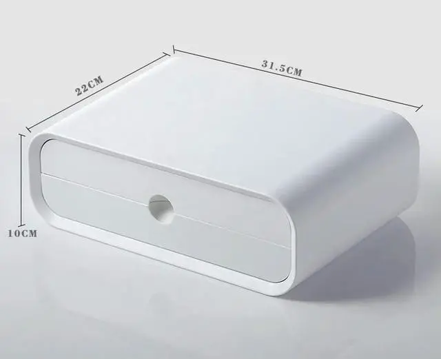 Main image of Multifunctional Computer Screen Stand White Unique Desk Shape Monitor Shelf Desktop Organizer Strip Cable