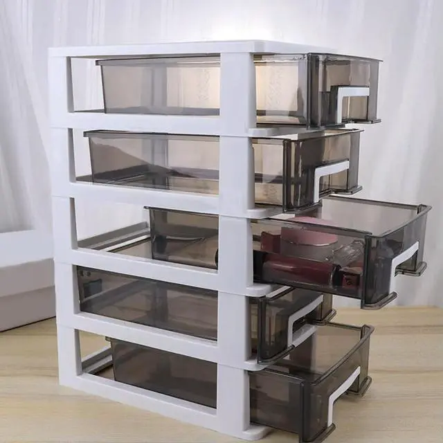 Alt view image 2 of 3 - 2Pcs Desk Organizer 5-Tier Drawer Style Plastic Box for Makeup Stationery Cosmetics Jewelry Sundries Desktop Bathroom