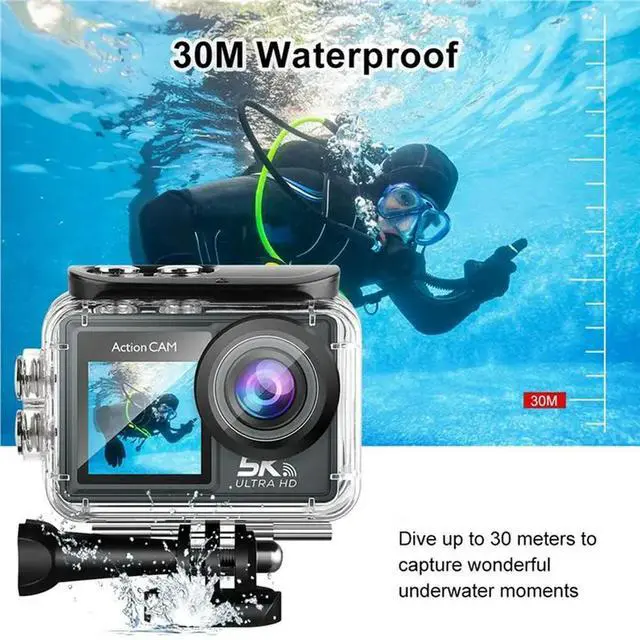 Alt view image 3 of 3 - 2X 5K 30FPS Action Camera With Remote Control Electronic Image Stabilization Camera For Outdoor Diving Spo