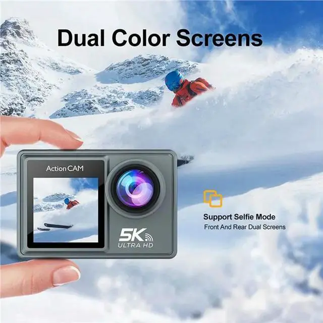 Alt view image 2 of 3 - 2X 5K 30FPS Action Camera With Remote Control Electronic Image Stabilization Camera For Outdoor Diving Spo