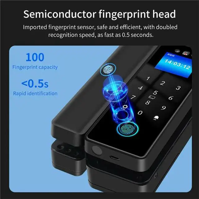 Alt view image 2 of 3 - Tuya Glass Door Lock 13.56Mhz IC Card Support 3D Face Recognition Biometric Fingerprint Unlocks