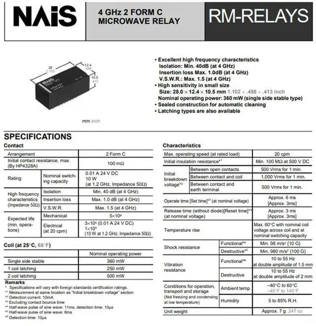 Alt view image 3 of 3 - For NAIS RF 4 GHz RM2-12V ARM201 1 Pcs