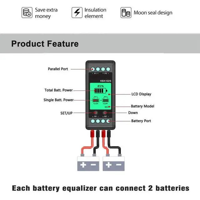 Alt view image 3 of 3 - 5X KBX102S Voltage Controller Equalizer Batteries Monitor Balancer Lead Acid Li- Connect 24 36 48 60