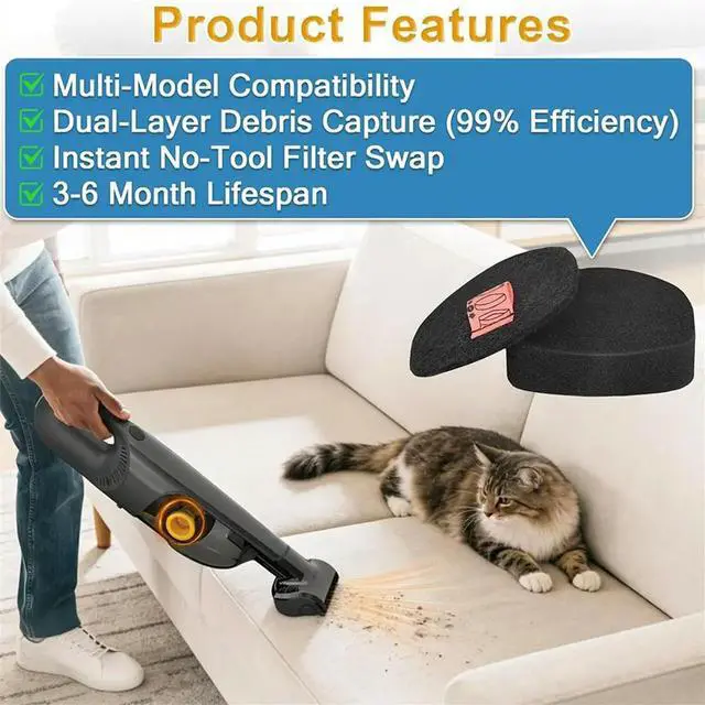 Alt view image 2 of 2 - CH901 Filters Replacement for Shark Cordless Handheld Vacuum UltraCyclone Pet Pro Plus, Foam & Felt Replacement Kit