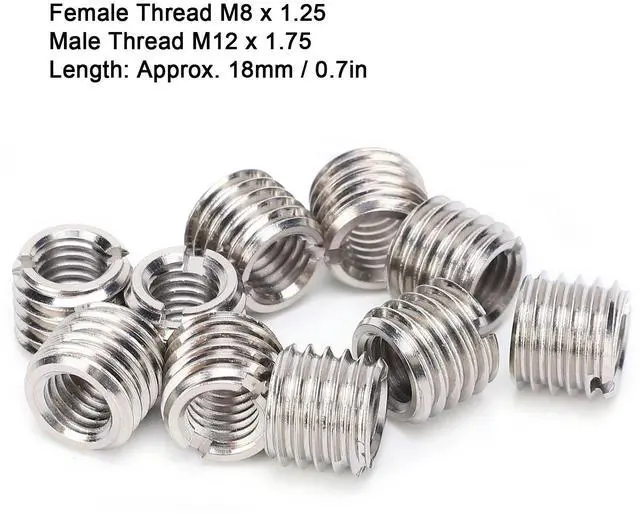 Alt view image 2 of 2 - 10Pcs Reducer Nut Stainless Steel Repair Sleeve M8 Female and M12 Male Thread Conversion