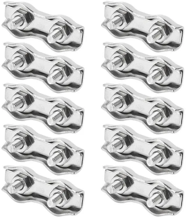 Main image of 10Pcs Steel Wire Rope Chuck Lock 304 Stainless M3 Double Clip Clamp for Industrial Mechanism