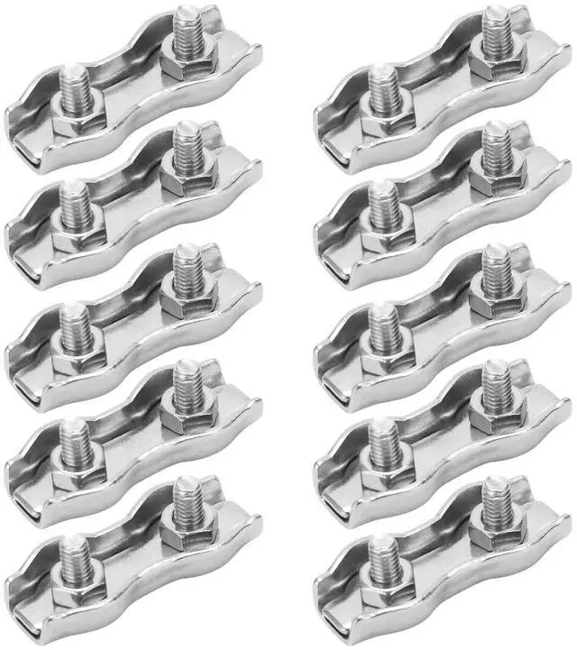 Alt view image 2 of 2 - 10Pcs Steel Wire Rope Chuck Lock 304 Stainless M3 Double Clip Clamp for Industrial Mechanism