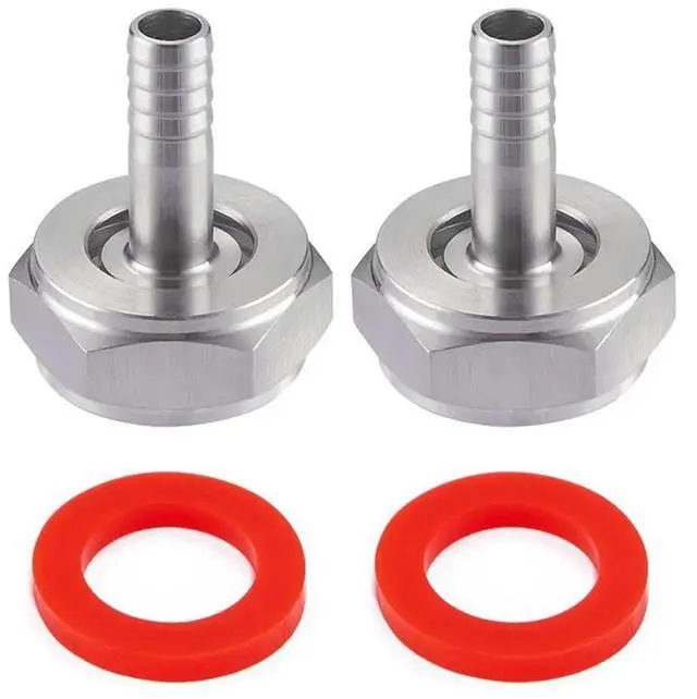 Alt view image 2 of 2 - 2PCS Stainless Steel Beer Keg Coupler Fitting,Beer Line Connector Kit,Hex Nut 5/8 Inch G Thread x 5/16 Inch Barb