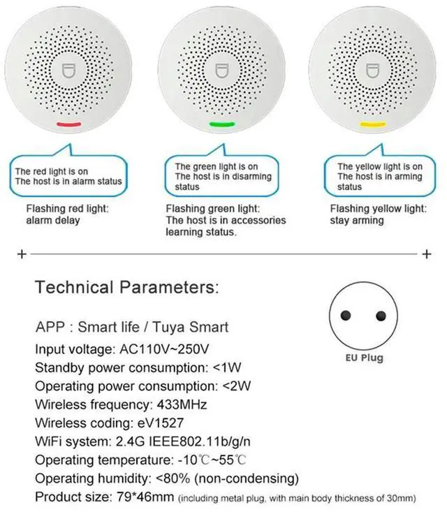 Alt view image 2 of 2 - Tuya Elderly Pager Patient Bedside One-Button Emergency Bell SOS Call Alarm EU-Plug