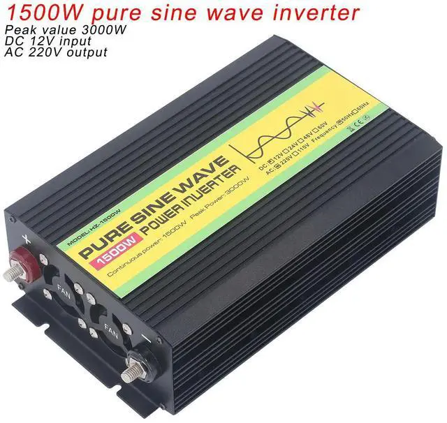 Alt view image 2 of 2 - 1500W Pure Sine Wave Power Inverter DC 12V to AC 220V Peak Power 3000W with LCD Single Digital Display