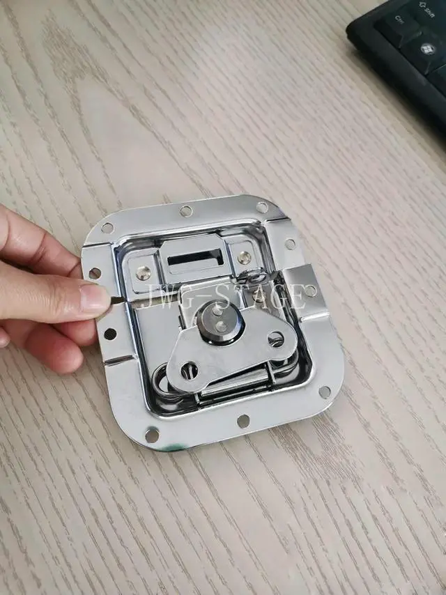 Alt view image 3 of 3 - 109X103mm Stage Light Flight Accessories, Edge Pressing Middle Padlock Spring Lock Mounted Butterfly Lock Padlock 109