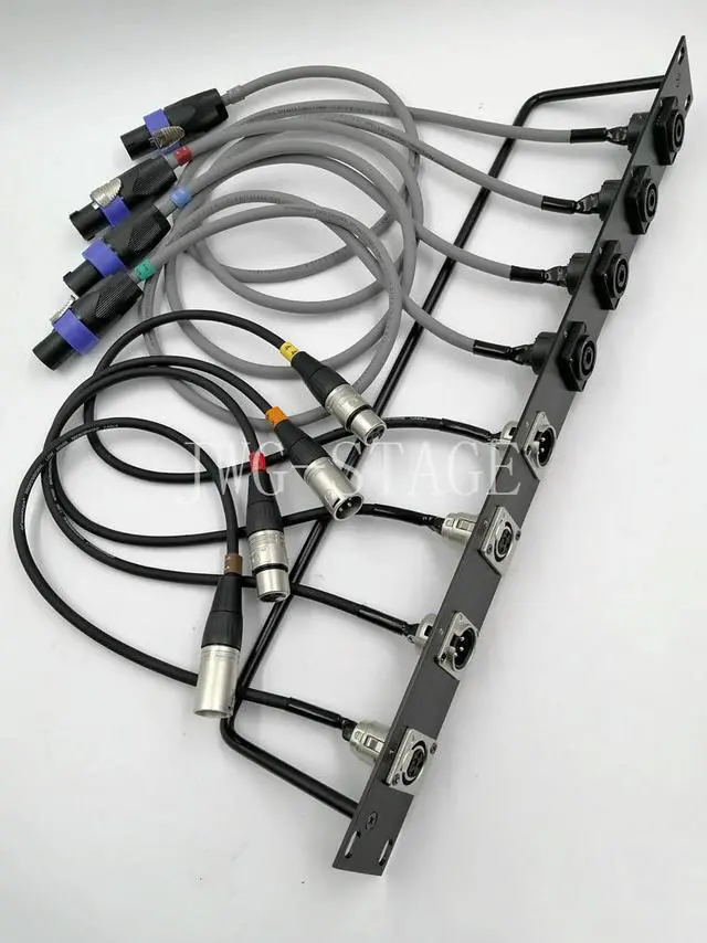 Alt view image 3 of 3 - Customized 8-Way 1U Cabinet Xlr Audio Jumper Rack, Thickened Aluminum Alloy Brushed 8-Hole Panel Audio Sheath Cable