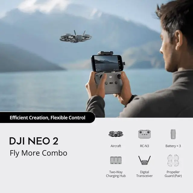 Alt view image 2 of 6 - DJI Neo 2 4K Drone Fly More Combo with RC-N3 Remote Controller