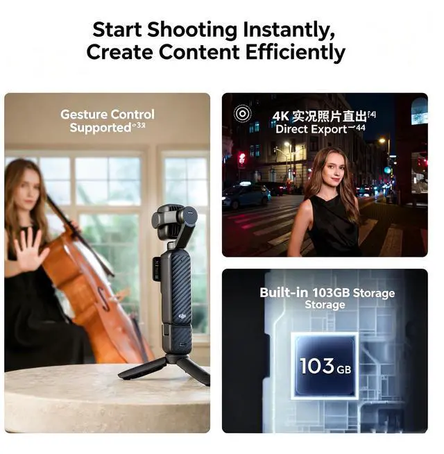 Alt view image 5 of 7 - DJI Osmo Pocket 4 Pro 4P Vlog Combo Handheld Stabilize US Stock