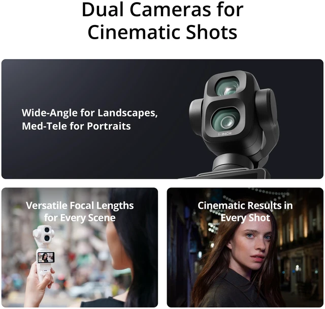 Alt view image 2 of 7 - DJI Pocket 4P (4 Pro) Standard Combo Dual-Lens Camera 1-Inch 17-Stop DR 4K 240fps D-Log 2 Active Track 8.0 US Stock